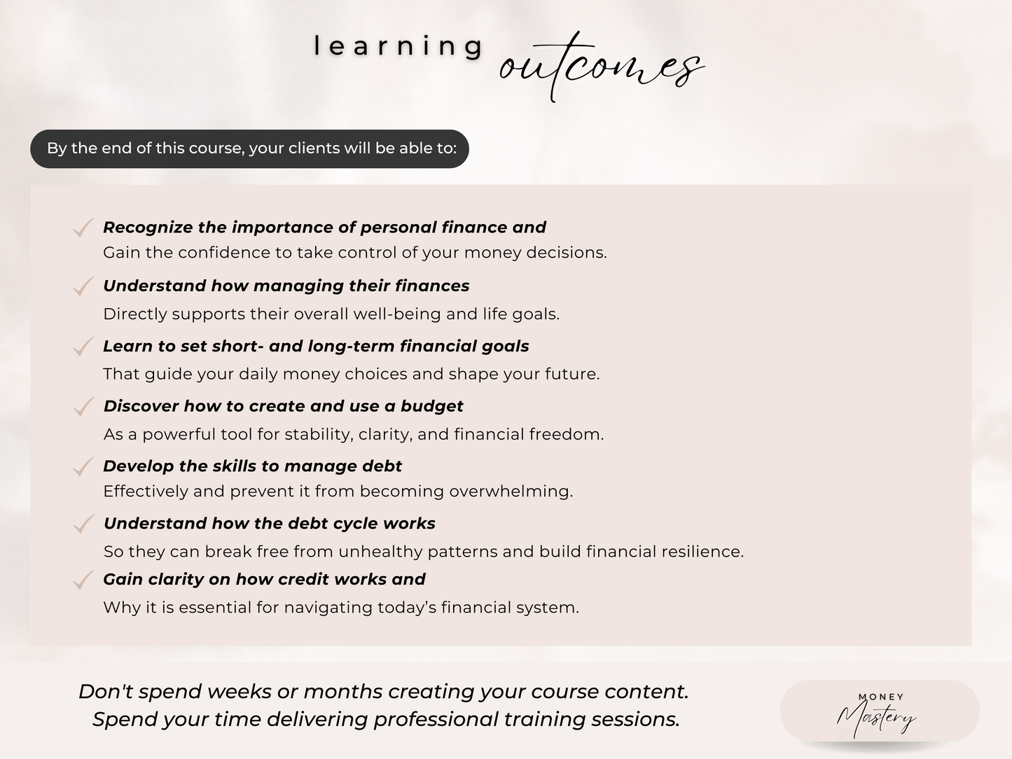 Money Mastery PLR Course