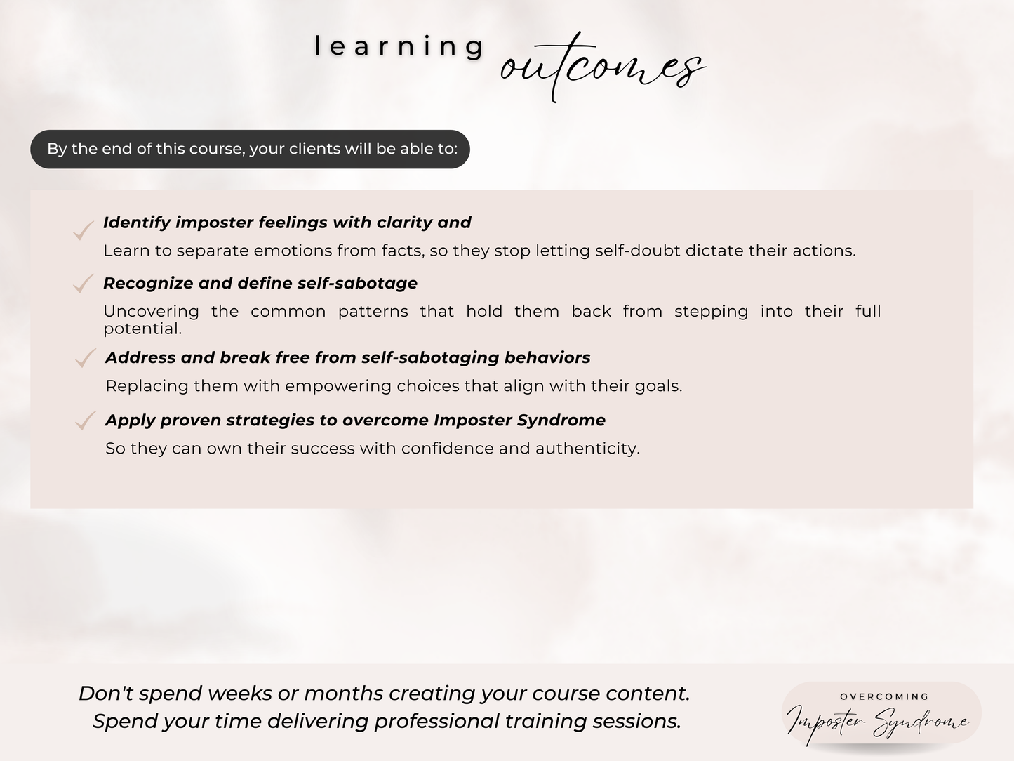 Overcoming Imposter Syndrome PLR Course